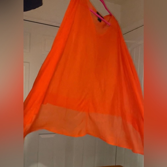 NWOT Luscious Orange VERTIGO Swimsuit Cover Poncho One Size So Soft Acrylic OSF - Picture 5 of 11